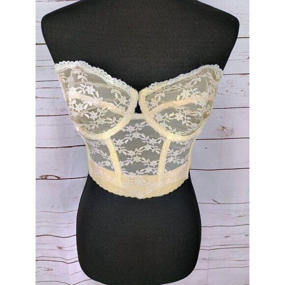 Vintage Backless Lace Corset Bustier 36C Ivory By Young Smoothie The Strauss Adl - Picture 1 of 7